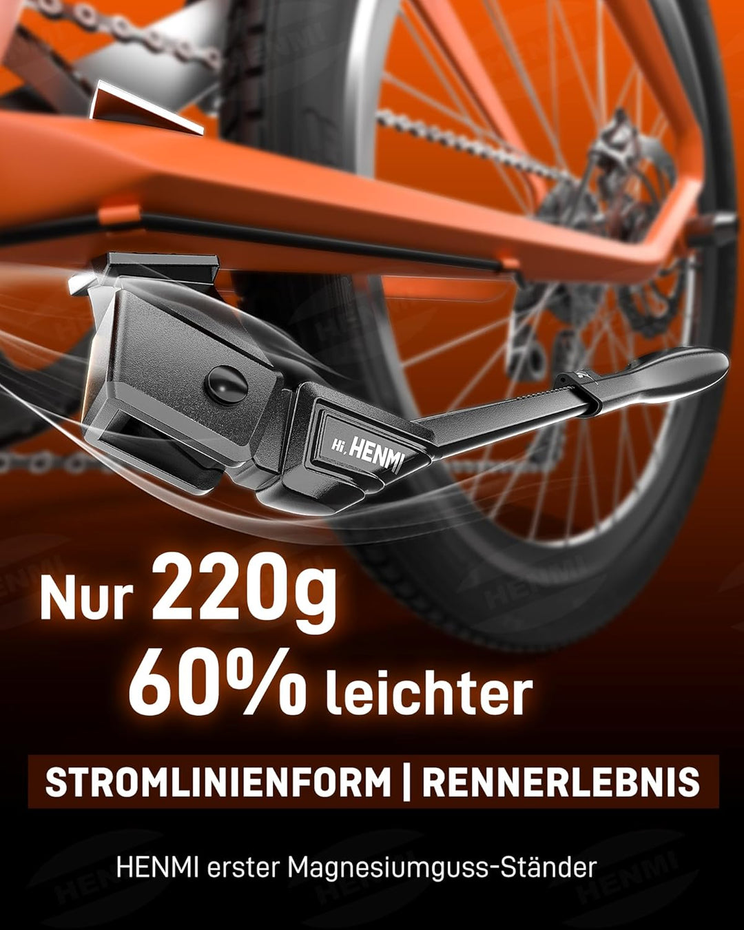 HENMI Fahrradständer 24-29 Zoll Höheverstellbar Mittelständer Ultra für E-Bike, Mountainbike, Trekkingrad, Cityrad Fahrradständer Seitenständer