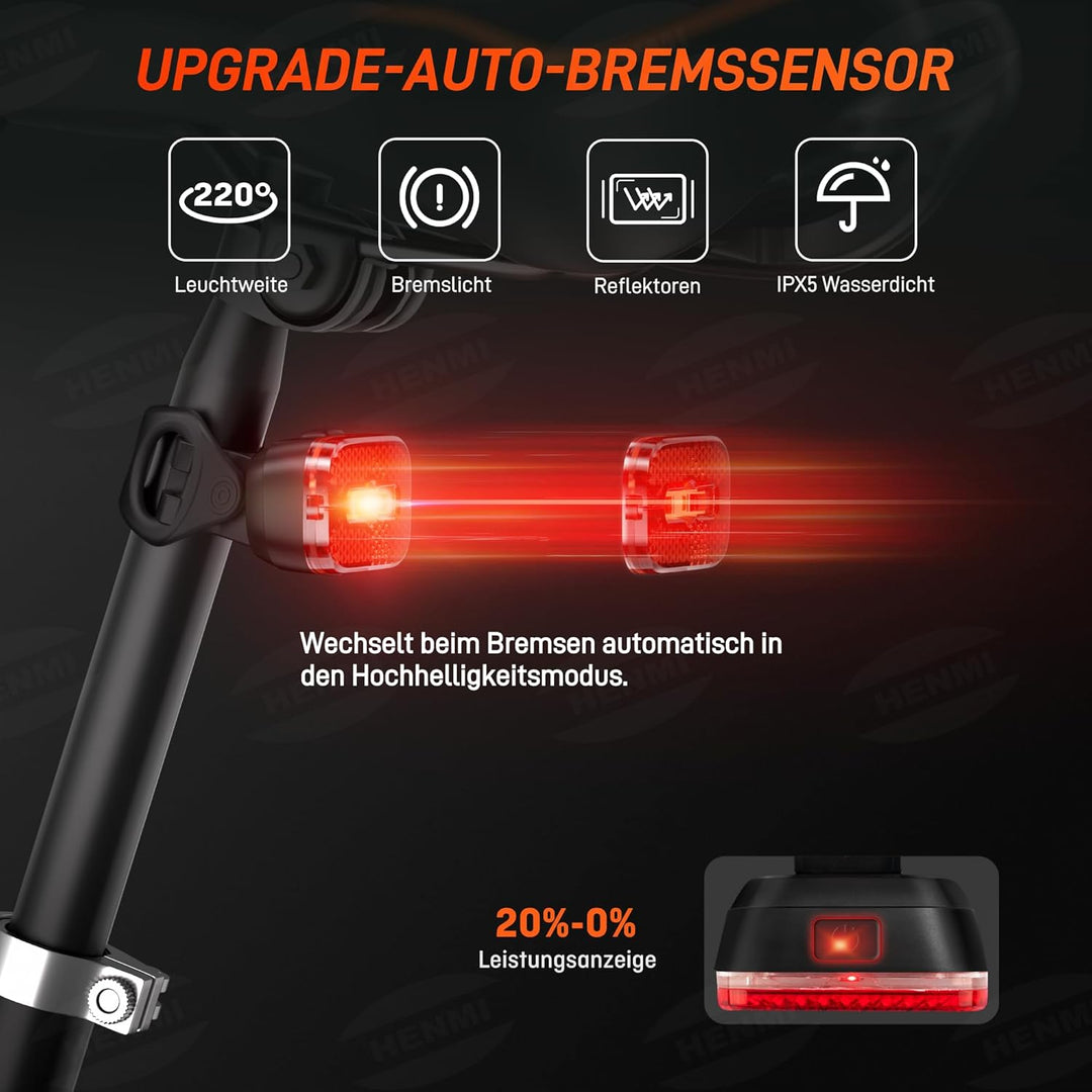 HENMI LED Fahrradleuchten Set, USB Aufladbar Fahrradlicht LED Set,Stvzo Zugelassen Fahrradlicht Vorne und Rücklicht Fahrrad,IPX5 Wasserdicht