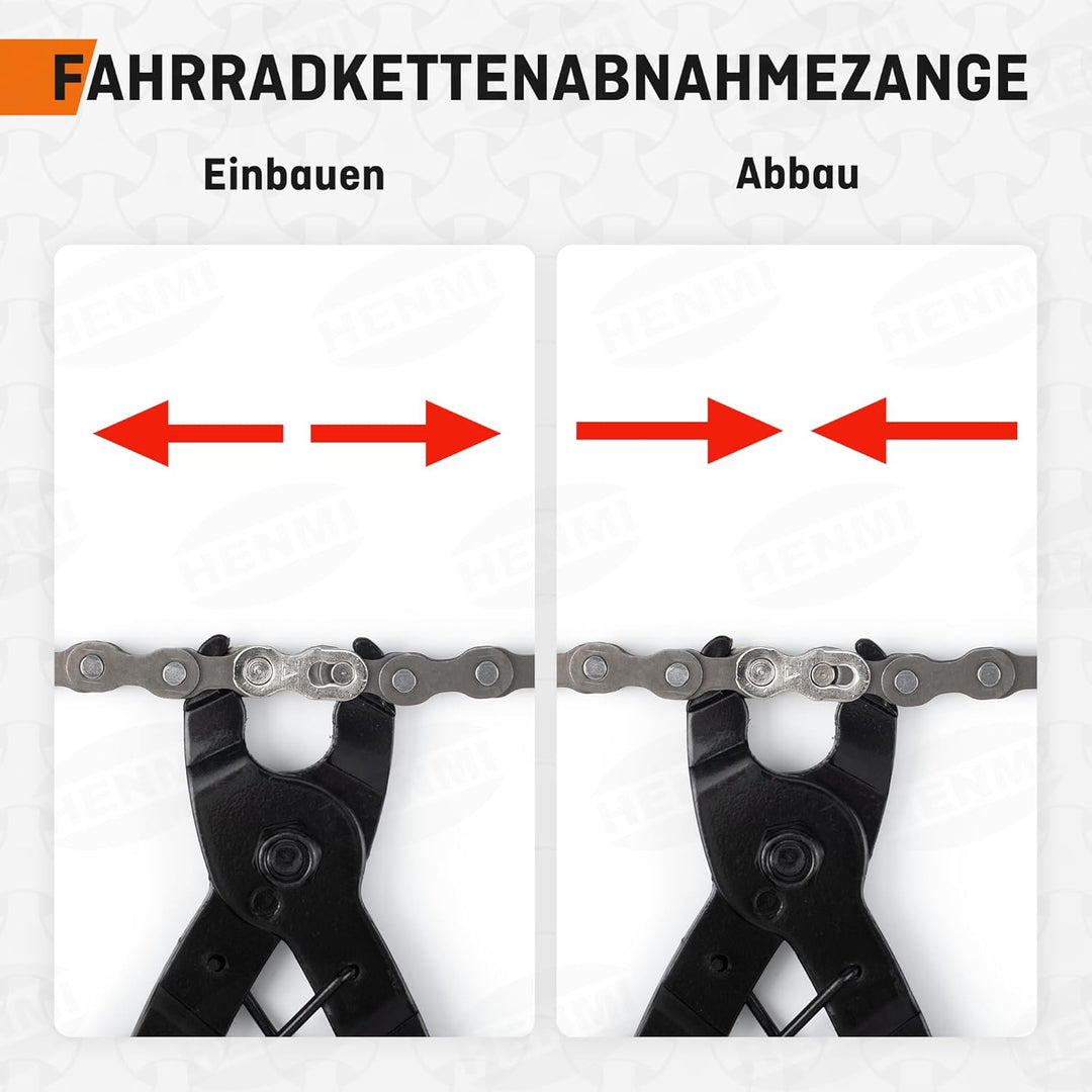 HENMI Kettennieter Fahrrad, Kettenzange, Kettenschloss Zange und 4 Paar Fahrradketten Nieten Fahrradkette Reparatur Set für 6-12 Fach Fahrradkette Werkzeug
