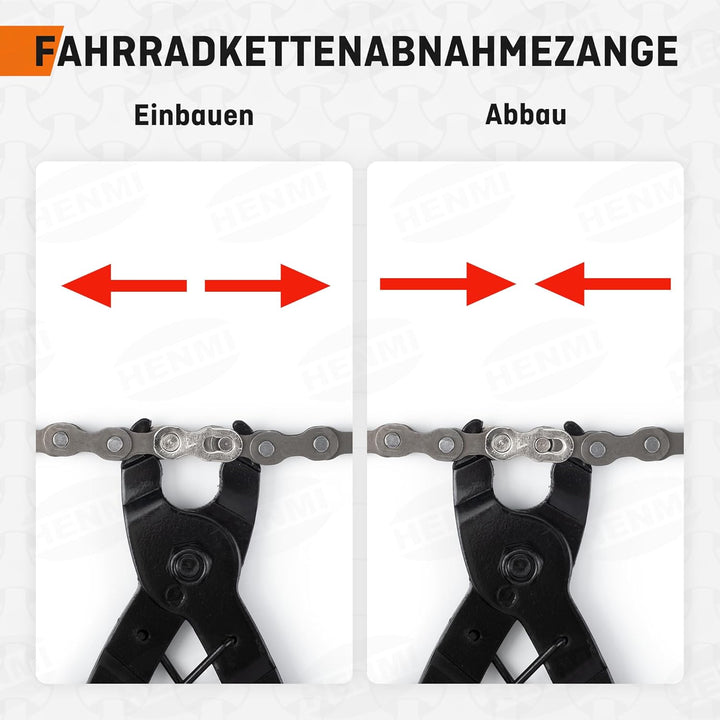 HENMI Kettennieter Fahrrad, Kettenzange, Kettenschloss Zange und 4 Paar Fahrradketten Nieten Fahrradkette Reparatur Set für 6-12 Fach Fahrradkette Werkzeug