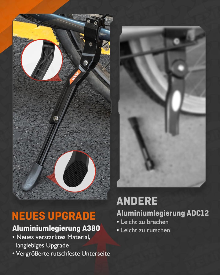 HENMI Fahrradständer 24-29 Zoll Plus, Hinterbauständer rutschfest Seitenständer Fahrrad Höhenverstellbar für Mountainbike, Trekkingrad, Rennrad, Cityrad