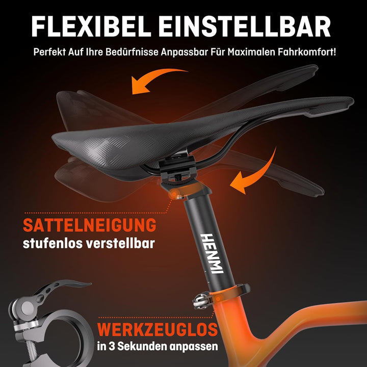 HENMI Fahrrad Sattelstütze mit Sattelklemme,Verstellbar Sattelstange 27.2/31.6mm mit 350mm Länge für E-Bikes,MTB,Rennrad,Trekking