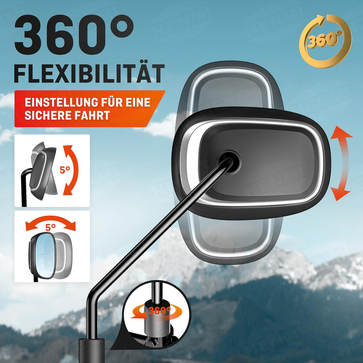 Fahrradrückspiegel für Lenker Drehspiegel Rückspiegel Lenkerspiegel für Fahrrad rennrad Mountainbikes radfahrer (Ovalvariante)