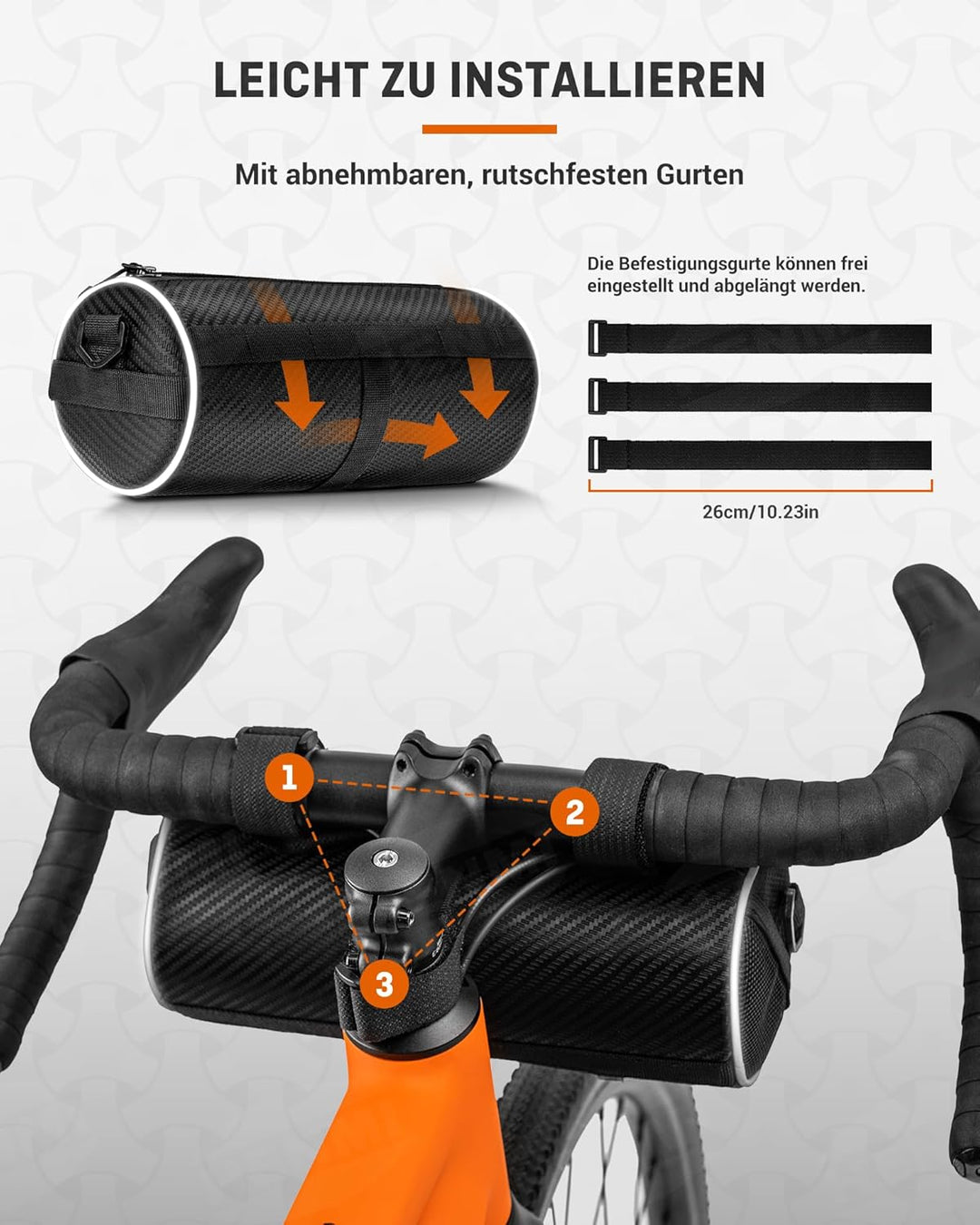 HENMI Lenkertasche Fahrrad Wasserdicht, Fahrradtasche Lenker für E-Bike, MTB, Rennrad, Lenkertasche Rennrad mit Schultergurt ca.2,4L (Schwarz)