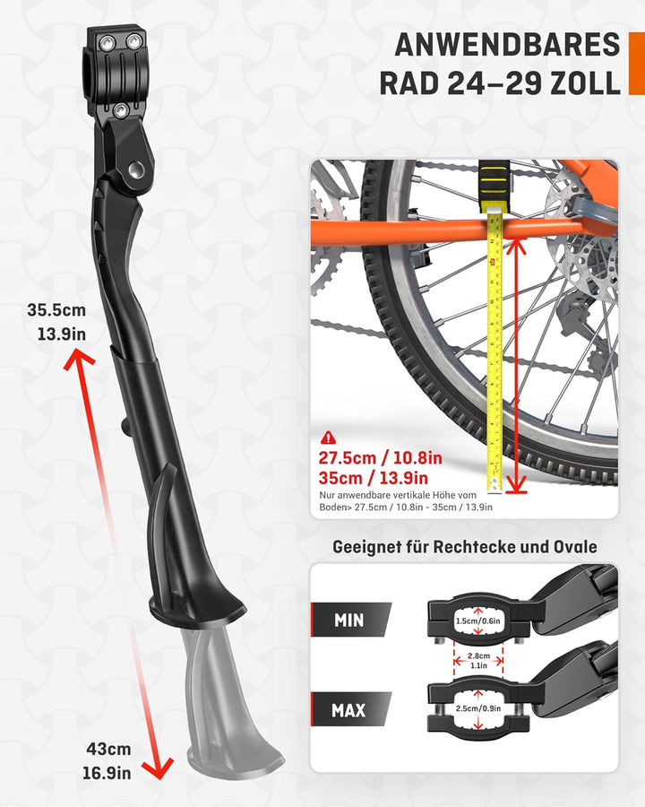 HENMI Fahrradständer 24-29 Zoll,Maximale Belastung(Pro 35,Pro+ 45, Pro Max45) KG,Höhenverstellbarer Fahrrad ständer,Stabil Fahrradständer für Mountainbike, Trekkingrad, Cityrad, Pendlerfahrräder