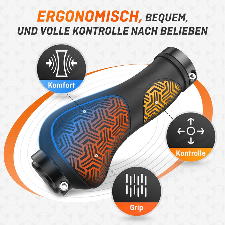 HENMI Ergonomische Fahrradgriffe,Rutschfester Lenkergriffe, Zwei Seiten Lock-On Design Fahrrad Lenker Griffe geeignet für MTB,E-Bike,Trekkingrad etc