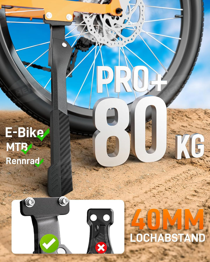 HENMI Fahrradständer E-Bike 24-29Zoll, fahrradständer 40mm lochabstand mit 2 löchern Extra Stabil 80KG, Verstellbarer Fahrradständer für e Bike Mountainbike Rennrad