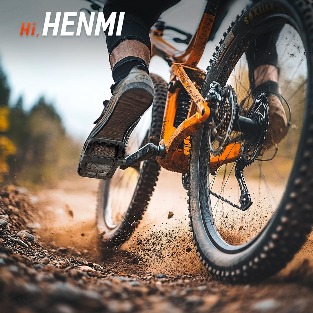 HENMI Fahrradpedale 9/16 Zoll, rutschfest Pedale Fahrrad MTB, Nylon Composite Flatpedale Set für Rennrad, Mountainbike, Trekking & E-Bike