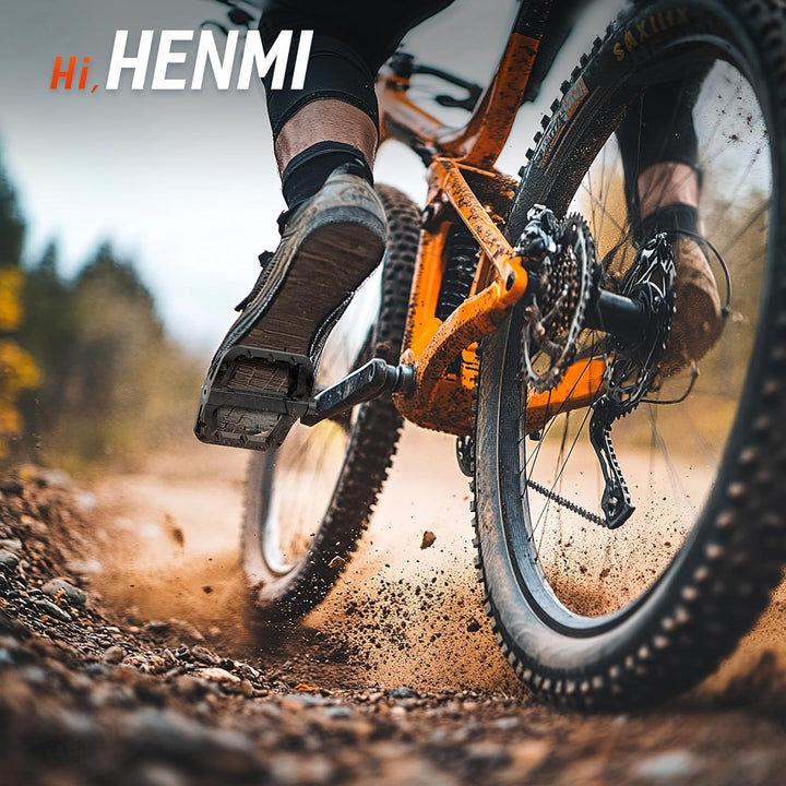 HENMI Fahrradpedale 9/16 Zoll, rutschfest Pedale Fahrrad MTB, Nylon Composite Flatpedale Set für Rennrad, Mountainbike, Trekking & E-Bike