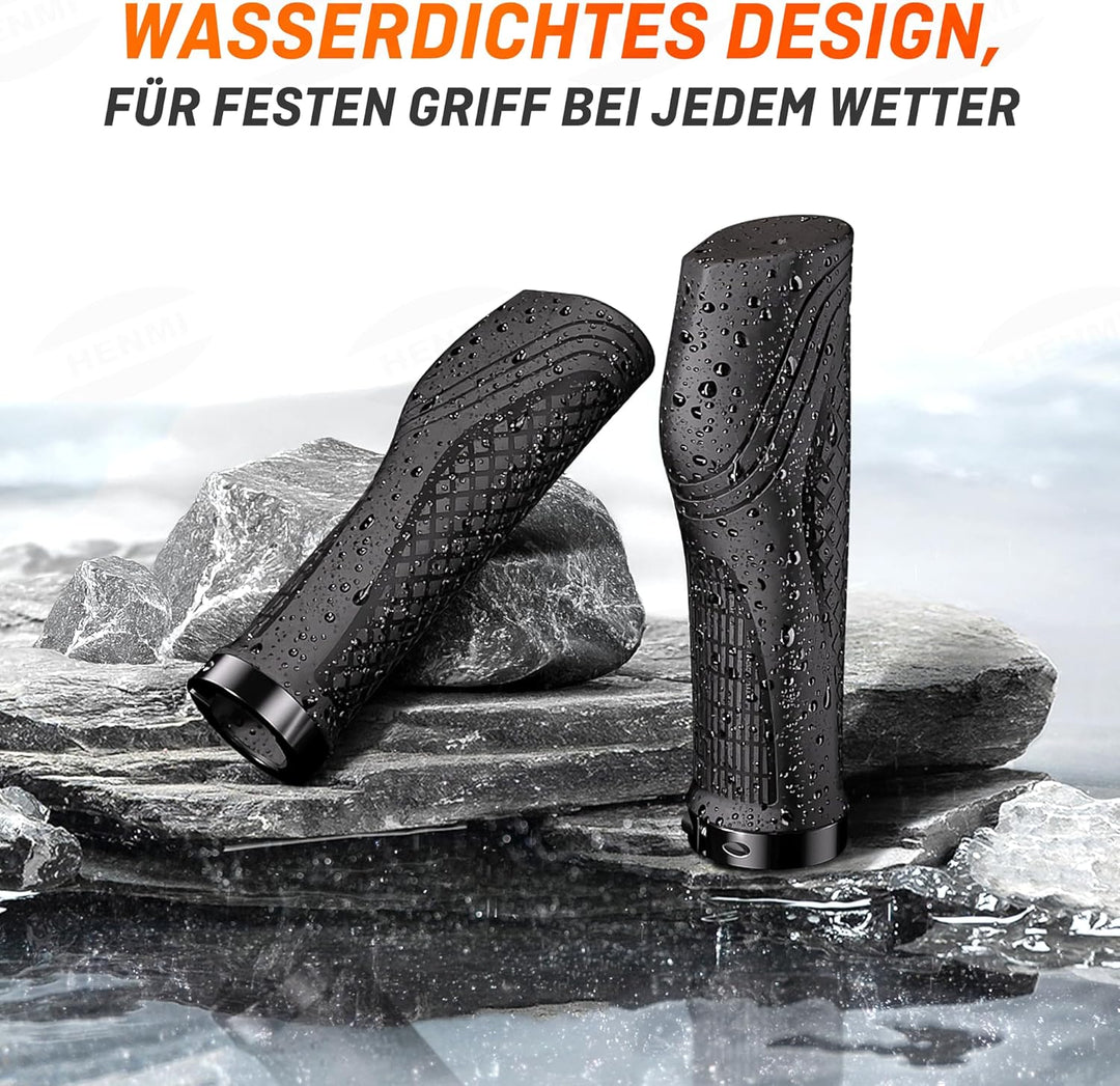 HENMI Universal Fahrradgriffe, Fahrrad Lenker Griffe,rutschfeste Lenkergriffe,klebt Nicht an den Händen,Aluminium Lock-On Design,geeignet für MTB,E-Bike,Rennräder,Trekkingrad etc