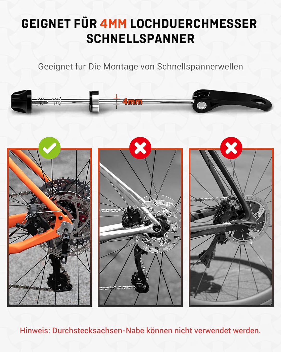 HENMI 4mm Schnellspanner Fahrradständer,Höhenverstellbarer Fahrrad ständer,Fahrradständer Hinterrad für 24-29 Zoll Mountainbike, E-Bike, Cityrad, Rennrad mit Schnellwechsel-System
