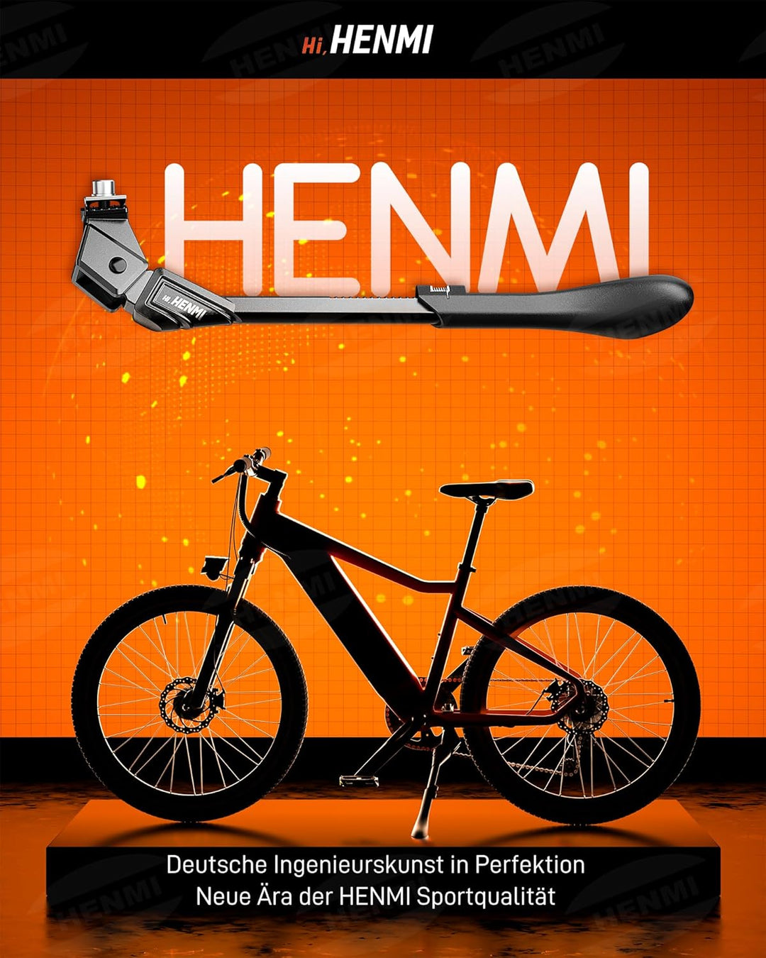 HENMI Fahrradständer 24-29 Zoll Höheverstellbar Mittelständer Ultra für E-Bike, Mountainbike, Trekkingrad, Cityrad Fahrradständer Seitenständer