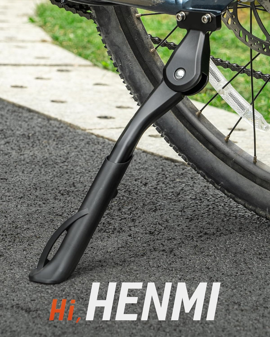HENMI Fahrradständer 24-29 Zoll Pro+, Fahrradständer mit 4 Löchern, 20mm oder 40mm Lochabstand, M5 Schraube Schraubenöffnung 5mm, Stabil Seitenständer für E-Bike, MTB