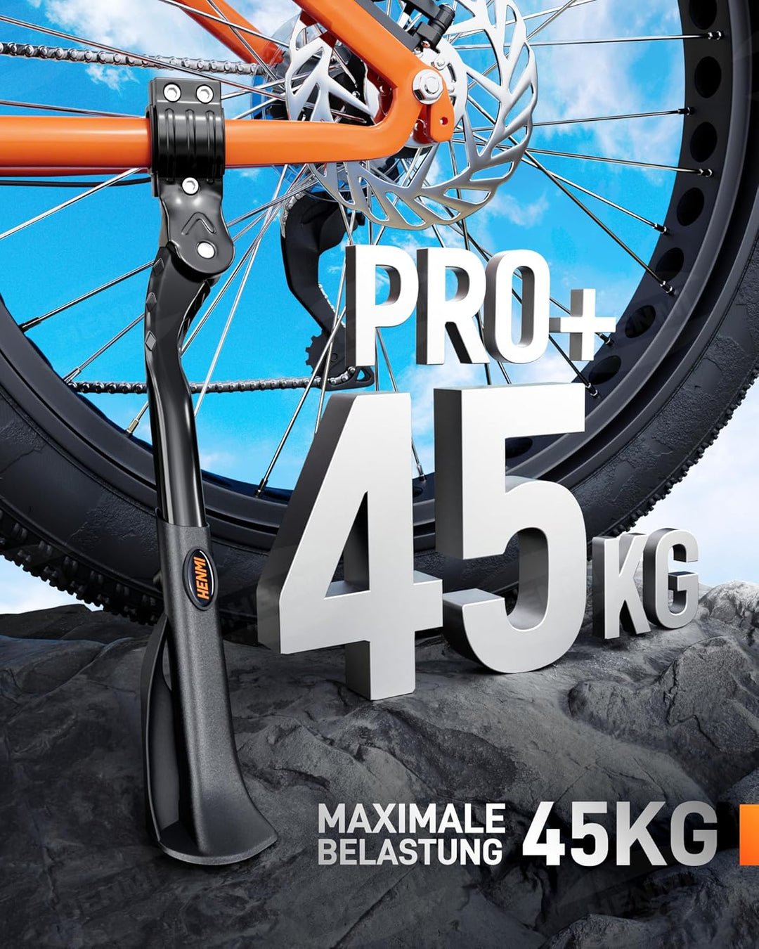 HENMI Fahrradständer 24-29 Zoll, Höhenverstellbar und Universal Seitenständer, Dauerhaft Bike Stand gemacht durch Aluminiumlegierung