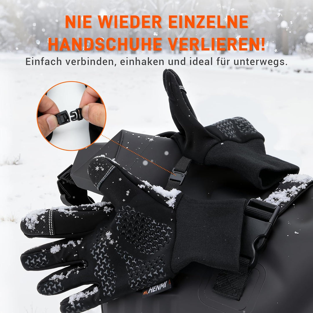 HENMI Fahrradhandschuhe Winter Herren Damen,Warme,Winddichte Touchscreen-Handschuhe mit rutschfestem Grip für Radfahren, Wandern, Skifahren & Autofahren