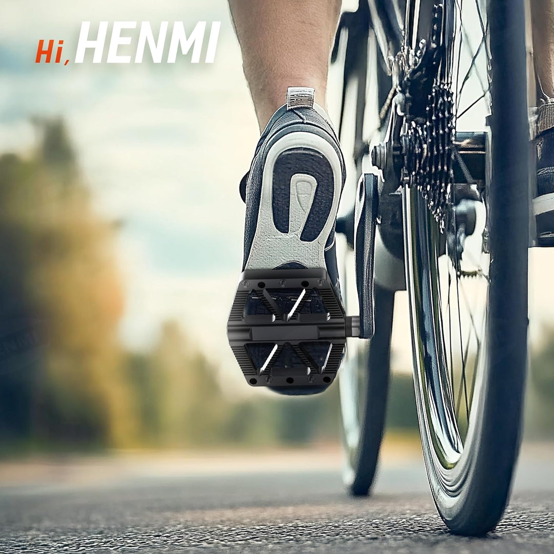 HENMI Pedale Fahrrad MTB, 9/16 Zoll Fahrradpedale rutschfest, Aluminium Flatpedale mit Abgedichtete Pedale Set für Mountainbike, E-Bike & Stadtrad