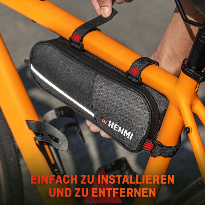 HENMI Fahrradtasche Rahmen, Rahmentasche Fahrrad Klein mit Reflektierend, Rahmentasche für Rennrad, MTB Fahrrad Werkzeugtasche