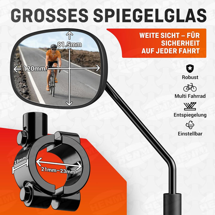 Fahrradrückspiegel für Lenker Drehspiegel Rückspiegel Lenkerspiegel für Fahrrad rennrad Mountainbikes radfahrer (Ovalvariante)