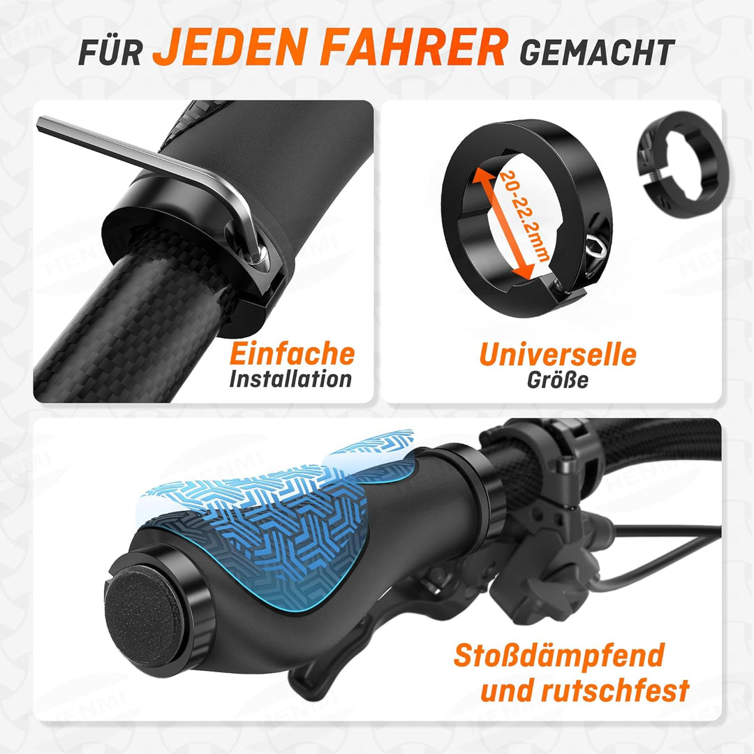 HENMI Ergonomische Fahrradgriffe,Rutschfester Lenkergriffe, Zwei Seiten Lock-On Design Fahrrad Lenker Griffe geeignet für MTB,E-Bike,Trekkingrad etc
