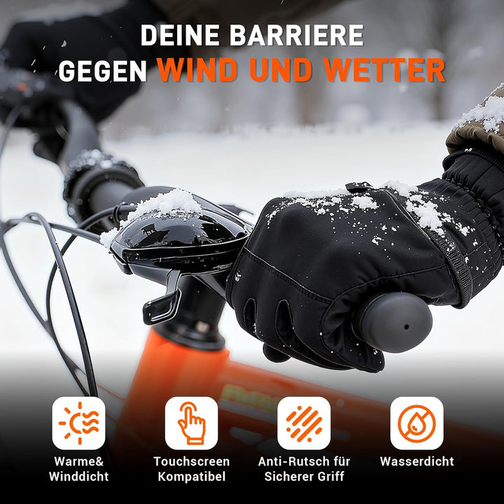 HENMI Fahrradhandschuhe Winter Herren Damen,Warme,Winddichte Touchscreen-Handschuhe mit rutschfestem Grip für Radfahren, Wandern, Skifahren & Autofahren