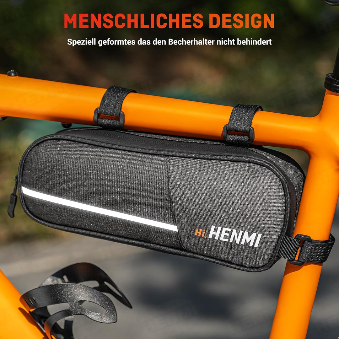 HENMI Fahrradtasche Rahmen, Rahmentasche Fahrrad Klein mit Reflektierend, Rahmentasche für Rennrad, MTB Fahrrad Werkzeugtasche