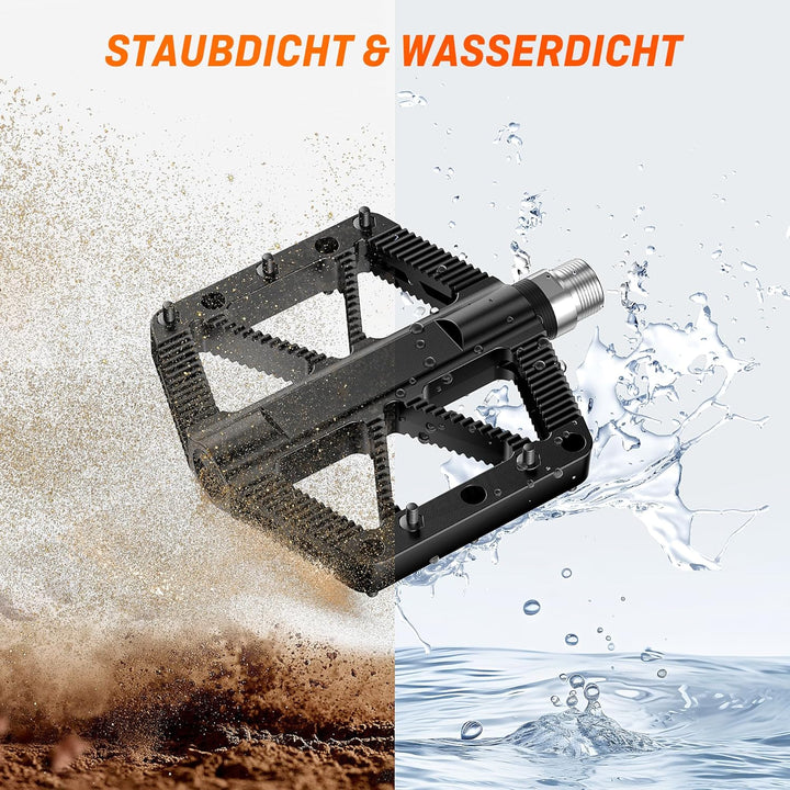 HENMI Pedale Fahrrad MTB, 9/16 Zoll Fahrradpedale rutschfest, Aluminium Flatpedale mit Abgedichtete Pedale Set für Mountainbike, E-Bike & Stadtrad