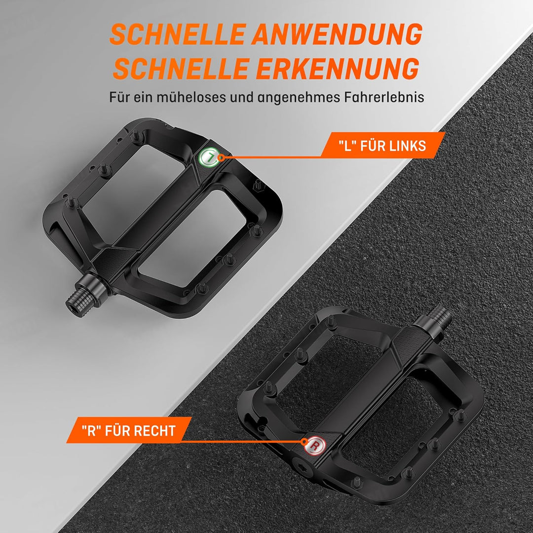 HENMI Fahrradpedale 9/16 Zoll, rutschfest Pedale Fahrrad MTB, Nylon Composite Flatpedale Set für Rennrad, Mountainbike, Trekking & E-Bike
