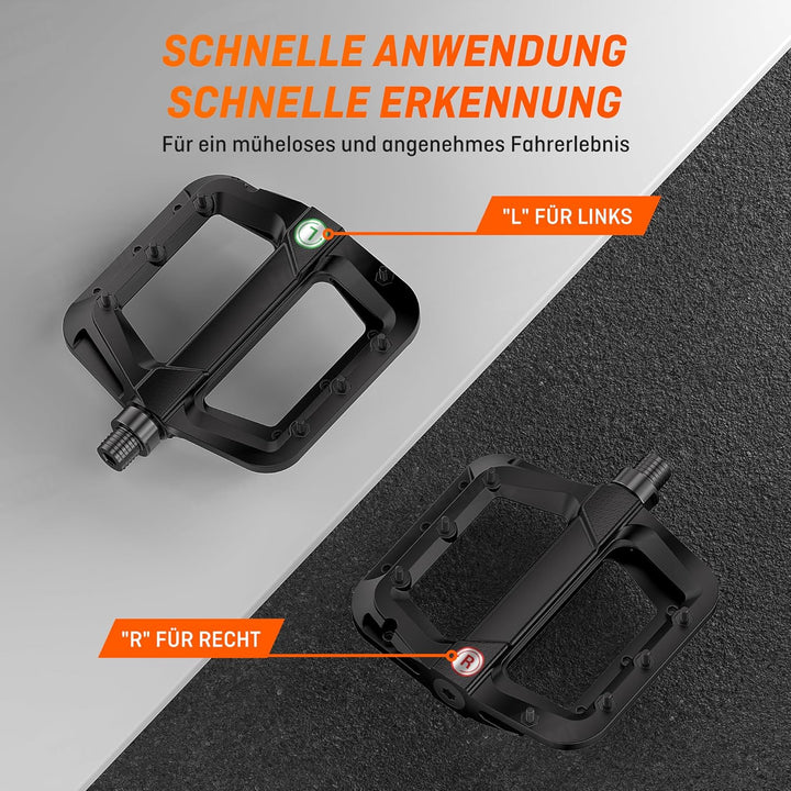 HENMI Fahrradpedale 9/16 Zoll, rutschfest Pedale Fahrrad MTB, Nylon Composite Flatpedale Set für Rennrad, Mountainbike, Trekking & E-Bike