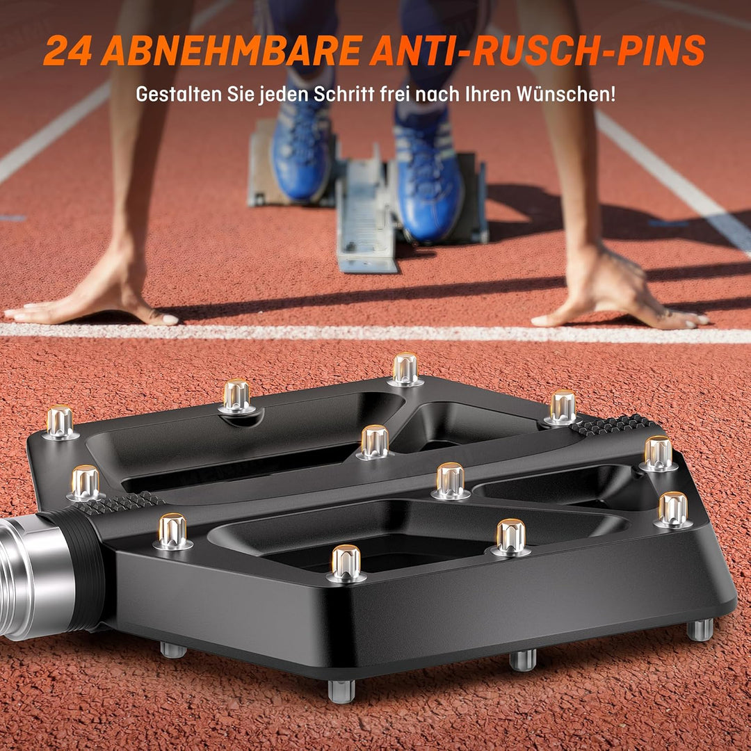 HENMI Pedale Fahrrad MTB, 9/16 Zoll Fahrradpedale rutschfest, Aluminium Flatpedale mit Abgedichtete Pedale Set für Mountainbike, E-Bike & Stadtrad