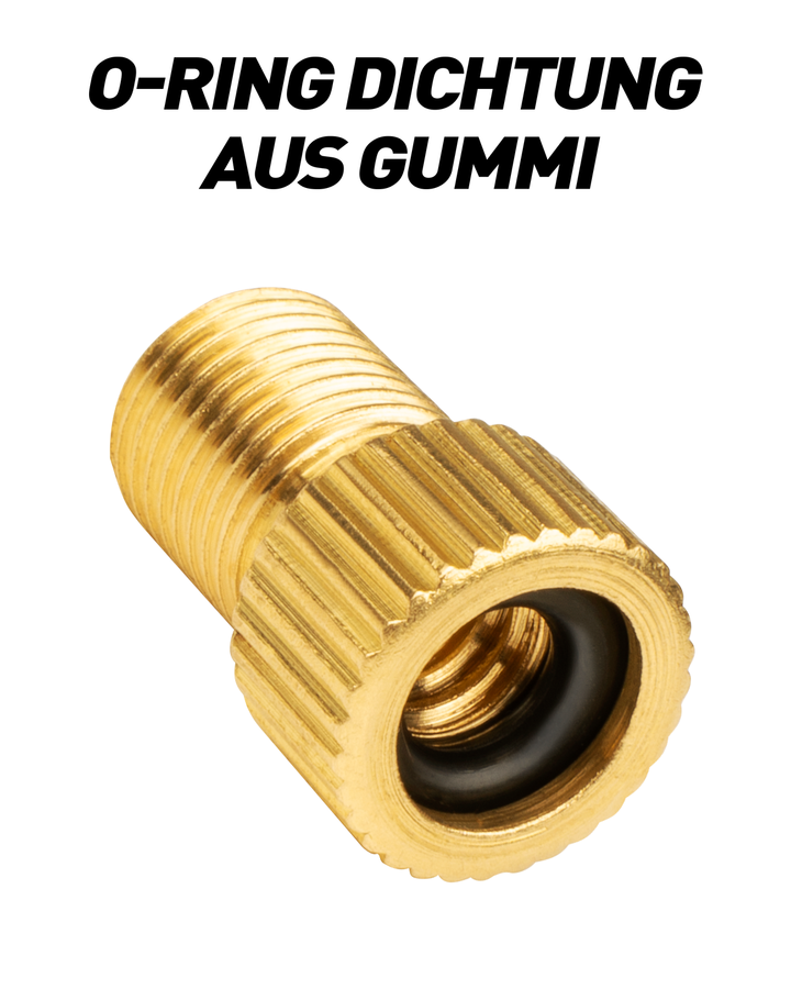 Fahrradventil Adapter 2er mit Dichtring, DV SV auf AV, Adapter Französisches Ventil,Adapter Fahrradventil auf Autoventil, Sclaverand Dunlopventil auf Auto Autoventil Adapter, Ventiladapter Fahrrad.