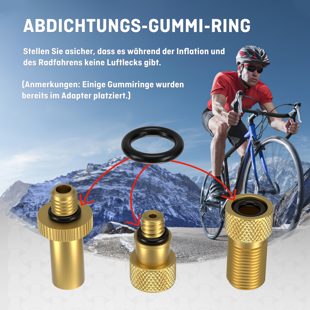 HENMI Fahrradventil Adapter Set, Alle Ventiladapter Fahrrad, Autoventil Adapter und französisches Ventil Adapter mit Sortierbox, Luftpumpe Adapter, Ballnadel und Kompressor Ventiladapter