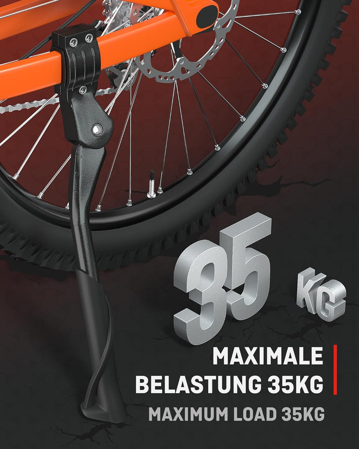 HENMI Fahrradständer 24-28 Zoll, Konzipiert für E-Bike und MTB, Nur geeignet für Kettenstreben mit 2 Löchern, 40 mm Abstand.Stabil Seitenständer, Max. Belastung 35 kg.