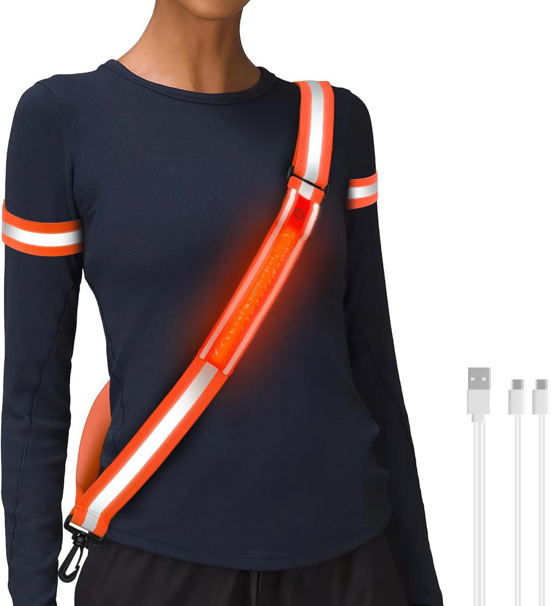 HENMI Lauflicht Joggen mit Reflektoren Gürtel, LED Wiederaufladbare USB Verstellbarer Lauflicht,für Radfahren oder Wandern Joggen Laufen Running Outdoor Sports