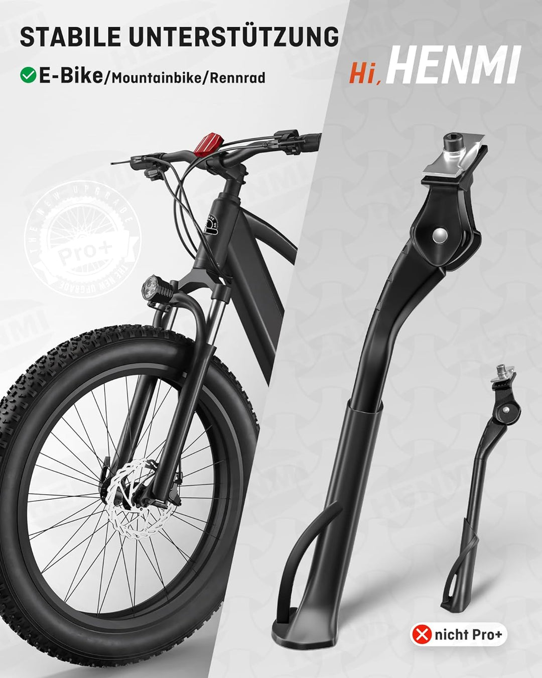 HENMI Fahrradständer 24-29 Zoll Pro+, Höheverstellbar Mittelständer für E-Bike, Montainbike, Trekkingrad, Cityrad, Max Belastung 42kg