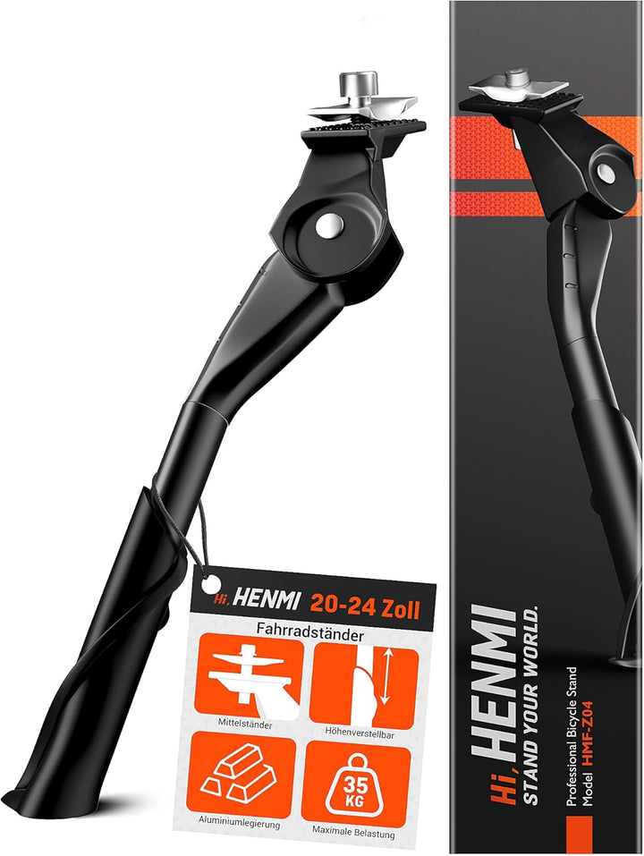 HENMI Fahrradständer 20–24 Zoll Kinderfahrrad Ständer, Höhenverstellbar Kinder Fahrradständer, Aluminiumlegierung Mittelhalterung für Mountainbike, Rennrad, Sportfahrrad, Cityrad