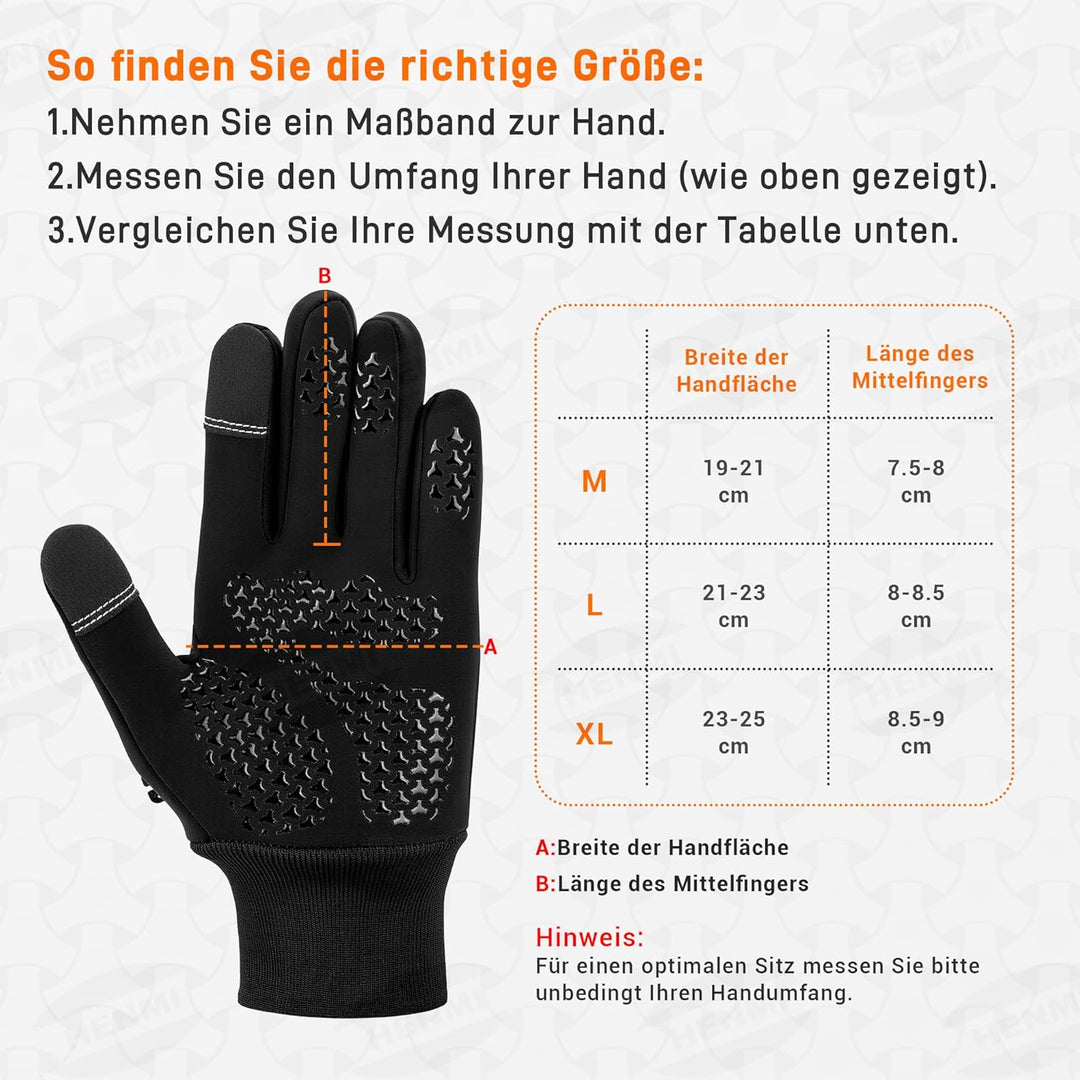HENMI Fahrradhandschuhe Winter Herren Damen,Warme,Winddichte Touchscreen-Handschuhe mit rutschfestem Grip für Radfahren, Wandern, Skifahren & Autofahren