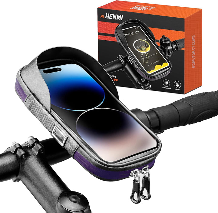 HENMI Handyhalterung Fahrrad Wasserdicht IPX5 Rahmentasche Fahrrad mit TPU Touchscreen Handytasche Fahrrad für Smartphone bis zu 7 Zoll für MTB, Rennrad, Ebike Fahrrad Zubehör