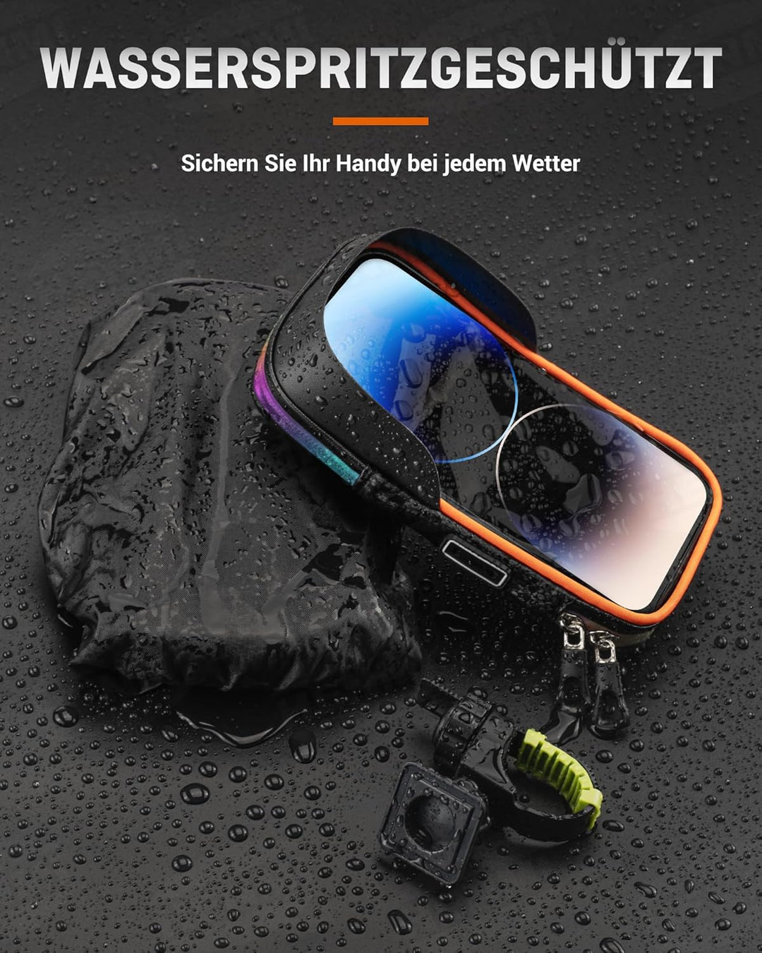 HENMI Handyhalterung Fahrrad Wasserdicht Tasche für 4.7-7 Zoll Smartphone Handytasche Fahrrad mit Regenschutz 360°Drehbarem Fahrradtasche Handy für Rennrad, Ebikes, Motorrad