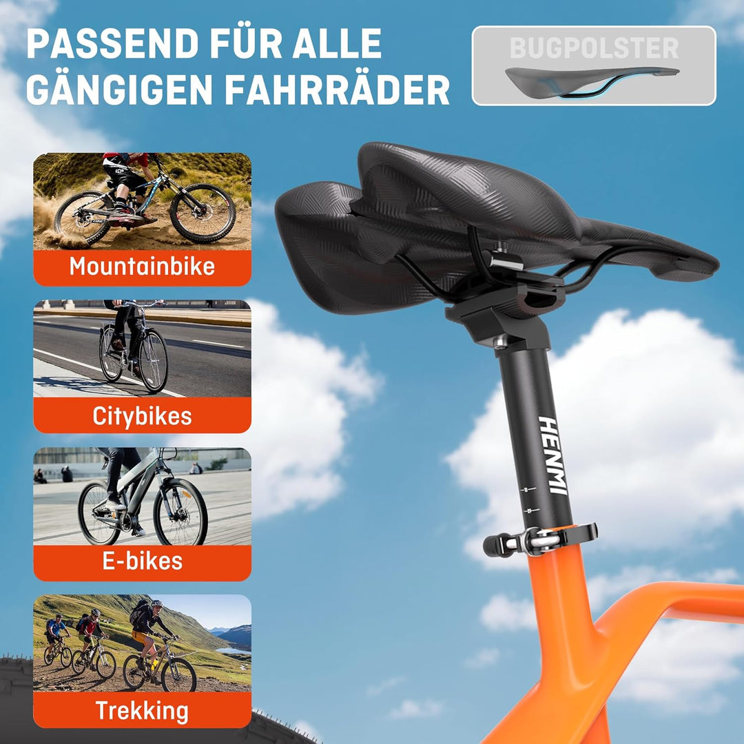 HENMI Fahrrad Sattelstütze mit Sattelklemme,Verstellbar Sattelstange 27.2/31.6mm mit 350mm Länge für E-Bikes,MTB,Rennrad,Trekking