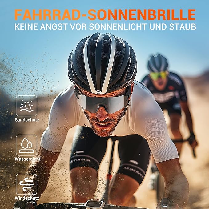 HENMI Fahrradbrille für Herren Damen, UV400 Schutz Sport Sonnenbrille mit TR90 Rahmen Radsportbrillen für Radsport,Laufen,Outdoor-Sport