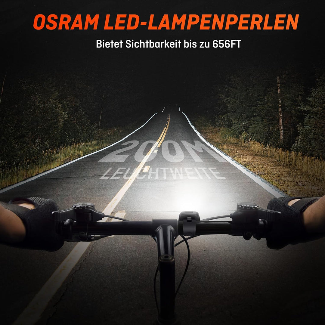 HENMI Fahrrad Lichter Led Set,Stvzo Zugelassen Fahrradlicht Vorne und Rücklicht Fahrrad,Type-C Fahrradbeleuchtung Set,Fahrradlicht USB Aufladbar mit Batterie Aufforderung,IPX5 Wasserdicht
