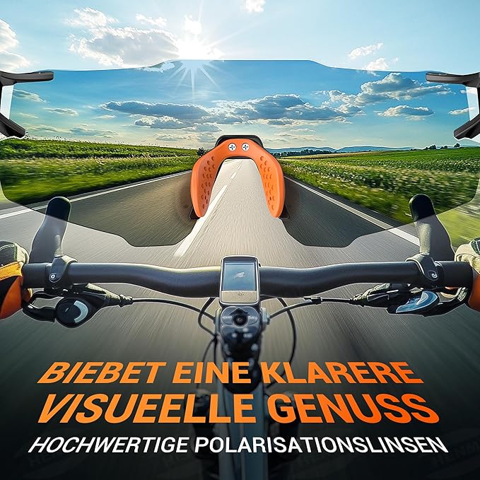 HENMI Fahrradbrille für Herren Damen, UV400 Schutz Sport Sonnenbrille mit TR90 Rahmen Radsportbrillen für Radsport,Laufen,Outdoor-Sport