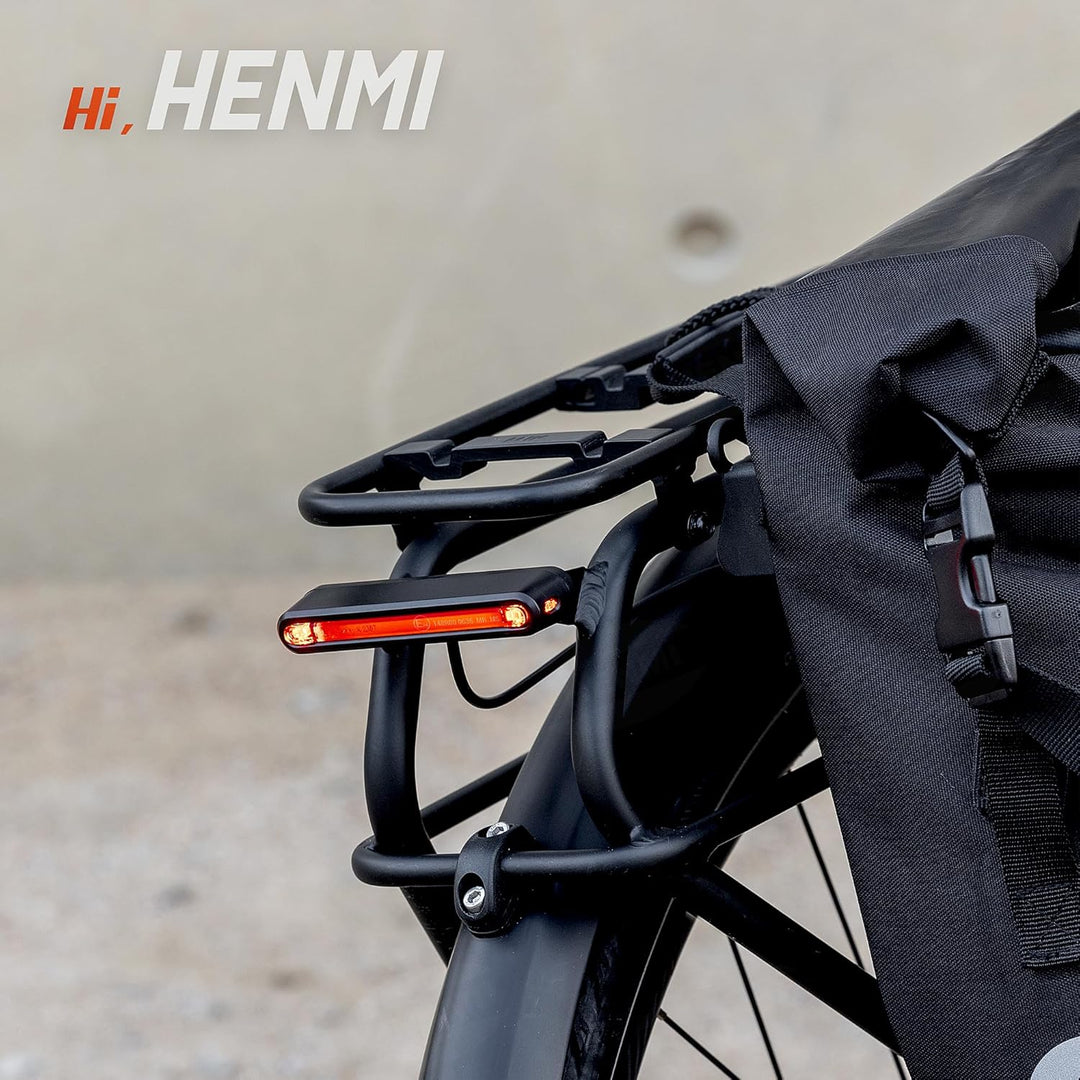HENMI StVZO-zugelassenes E-Bike-Rücklicht mit Bremslicht, IPX5 Wasserdicht Fahrrad Hinterlicht für E-Bikes (Inkl. Anschlusskabel & Reflektor)