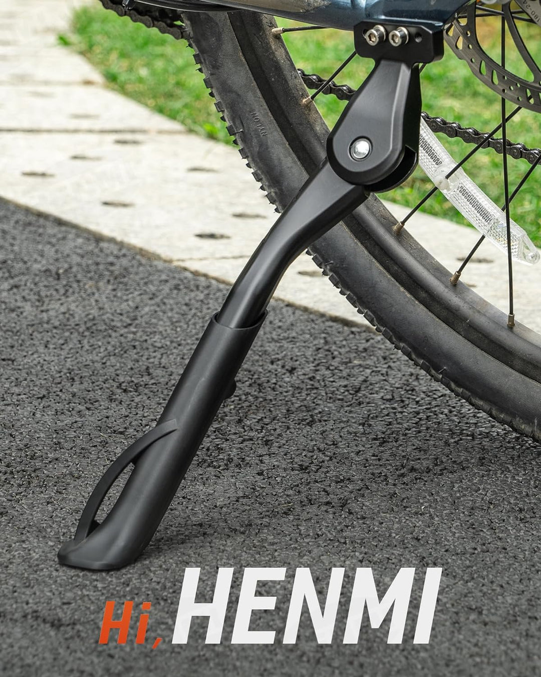 HENMI Fahrradständer 24-29 Zoll Pro+, Fahrradständer mit 4 Löchern, 20mm oder 40mm Lochabstand, M5 Schraube Schraubenöffnung 5mm, Stabil Seitenständer für E-Bike, MTB