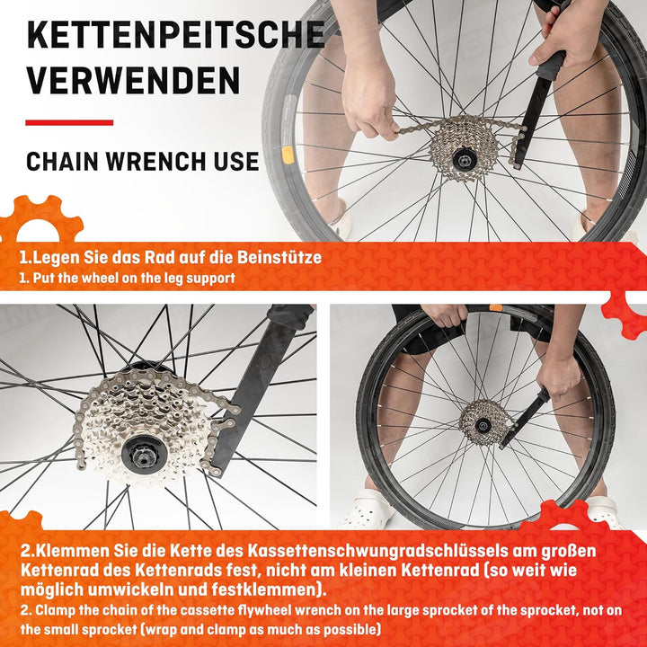 HENMI Fahrrad Kettenpeitsche, Zahnkranzabzieher und Kassetten Abzieher Kit, Ritzelabzieher Kassettenabzieher Schraubkranz Abzieher Universal Fahrrad Kassette Entfernungs Werkzeug