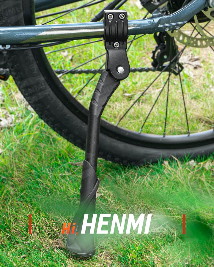 HENMI Fahrradständer 24-28 Zoll, Konzipiert für E-Bike und MTB, Nur geeignet für Kettenstreben mit 2 Löchern, 40 mm Abstand.Stabil Seitenständer, Max. Belastung 35 kg.