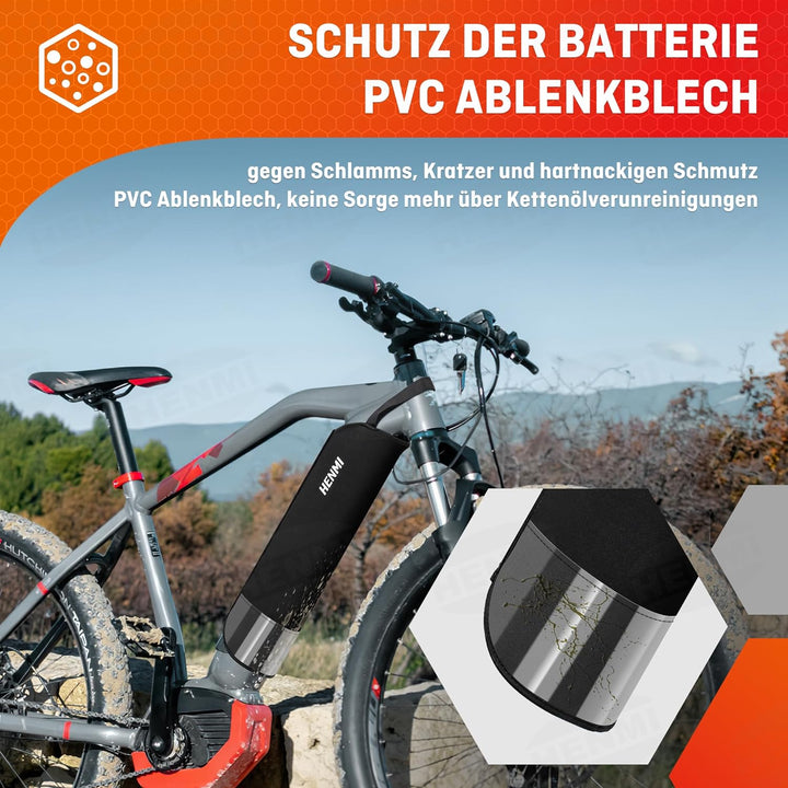 HENMI Ebike Akku Schutzhülle 28-40 CM Umfang, Graphen Neopren Thermoschutzhülle fürs E Bike, Schützt Kälte und Schmutz E-bike Akku Schutzhülle mit Verstärkte Träger Universelle Passform