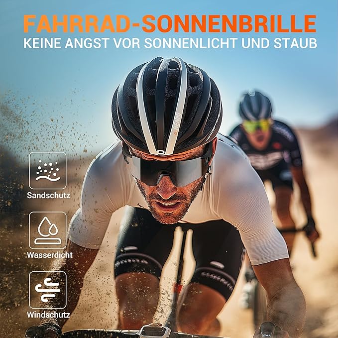 HENMI Fahrradbrille für Herren Damen, UV400 Schutz Sport Sonnenbrille mit TR90 Rahmen Radsportbrillen für Radsport,Laufen,Outdoor-Sport