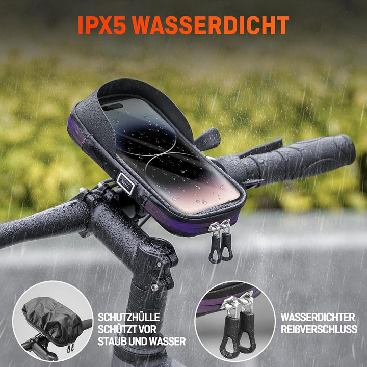 HENMI Handyhalterung Fahrrad Wasserdicht IPX5 Rahmentasche Fahrrad mit TPU Touchscreen Handytasche Fahrrad für Smartphone bis zu 7 Zoll für MTB, Rennrad, Ebike Fahrrad Zubehör