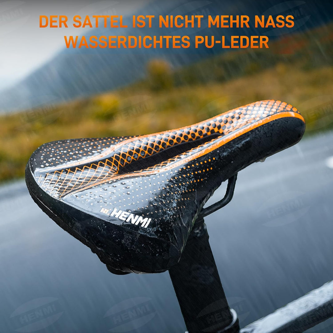 HENMI Fahrradsattel Herren Damen Weicher, Komfortabel Atmungsaktiv Stoßdämpfend Ergonomisch Fahrrad Sattel für Mountainbike MTB Trekking E-Bike Rennrad Fahrradsitz